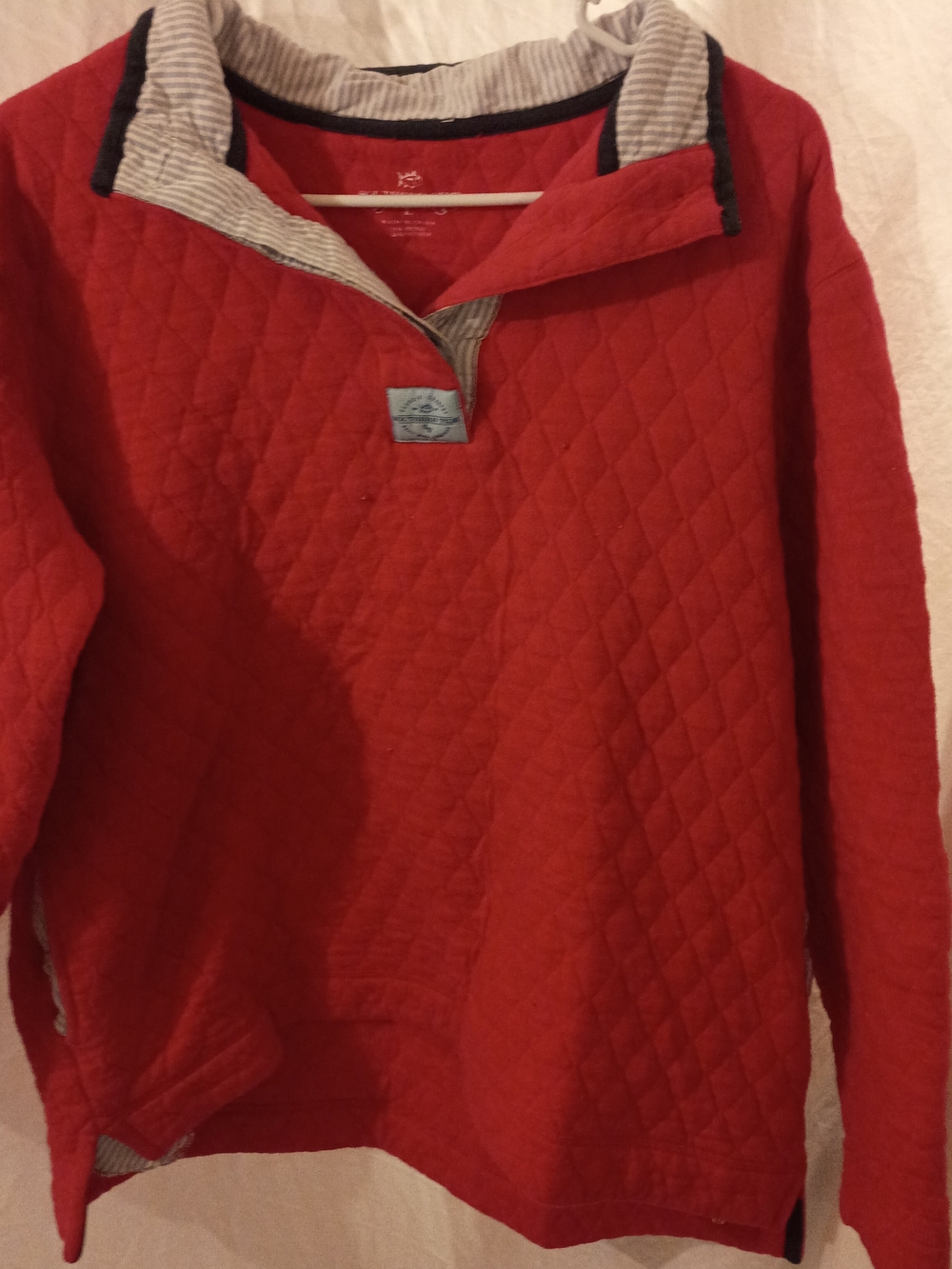 Southern Tide Quilted Rasberry Pullover with Logo Tag Women's Size Large